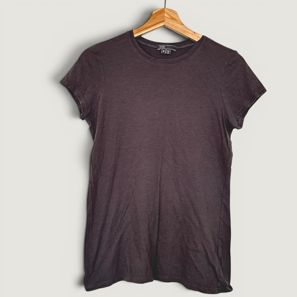 Vince Women's Light Brown Cotton Crewneck T‑Shirt Medium Minimalist Essential